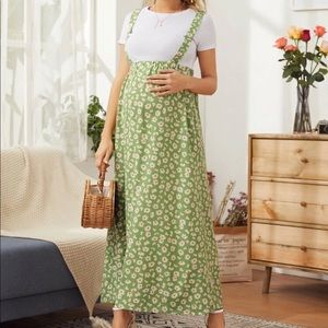 Maternity Daisy Flower Print Suspender Skirt